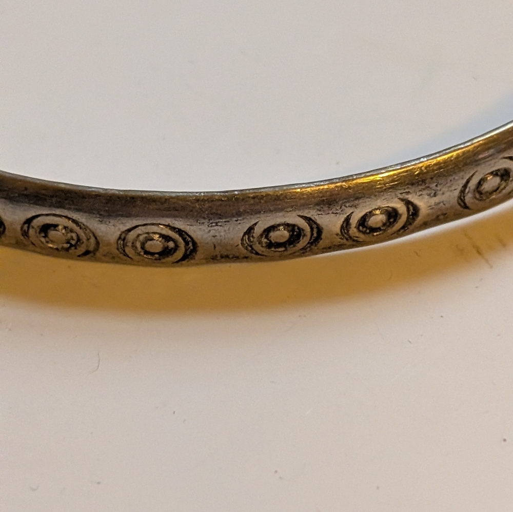 Vintage Taxco Mexico Stamped Sterling Silver Bangle Bracelet Circle Motif